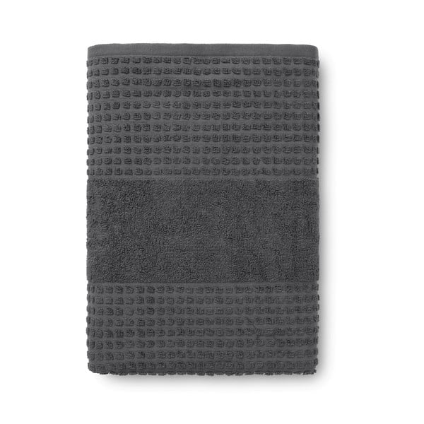 Ciemnoszary ręcznik kąpielowy z bawełny organicznej frotte 70x140 cm Check – JUNA