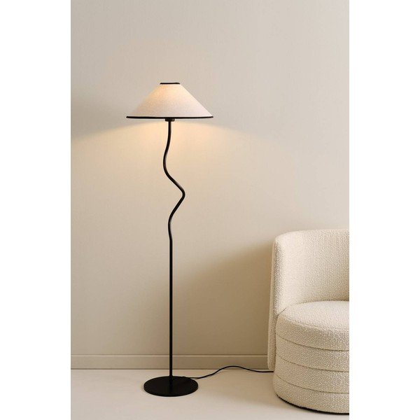 Biała/czarna tekstylna lampa stojąca ze ściemniaczem (wysokość 148 cm) Juliet – Jotex-image-1