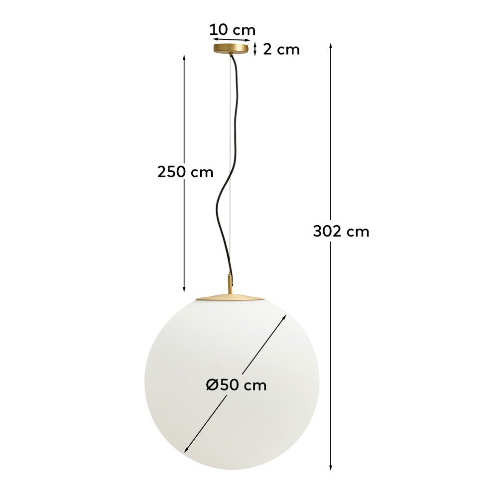 Biała/w kolorze złota metalowa lampa wisząca ze szklanym kloszem ø 50 cm Brisia – Kave Home (zdjęcie 5)