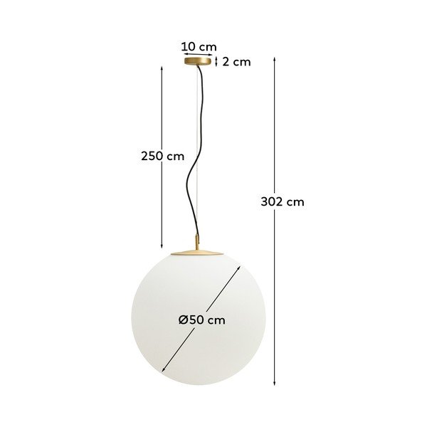 Lampa wisząca w biało-złotym kolorze ze szklanym kloszem ø 10 cm Brisia – Kave Home-image-4