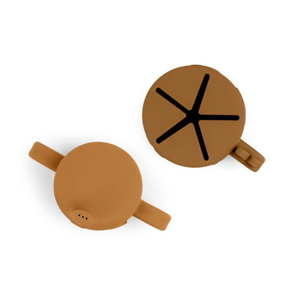 Zestaw żółtego i brązowego kubka do picia i kubka na przekąski 0,12 l Friends – Done by Deer-image-2