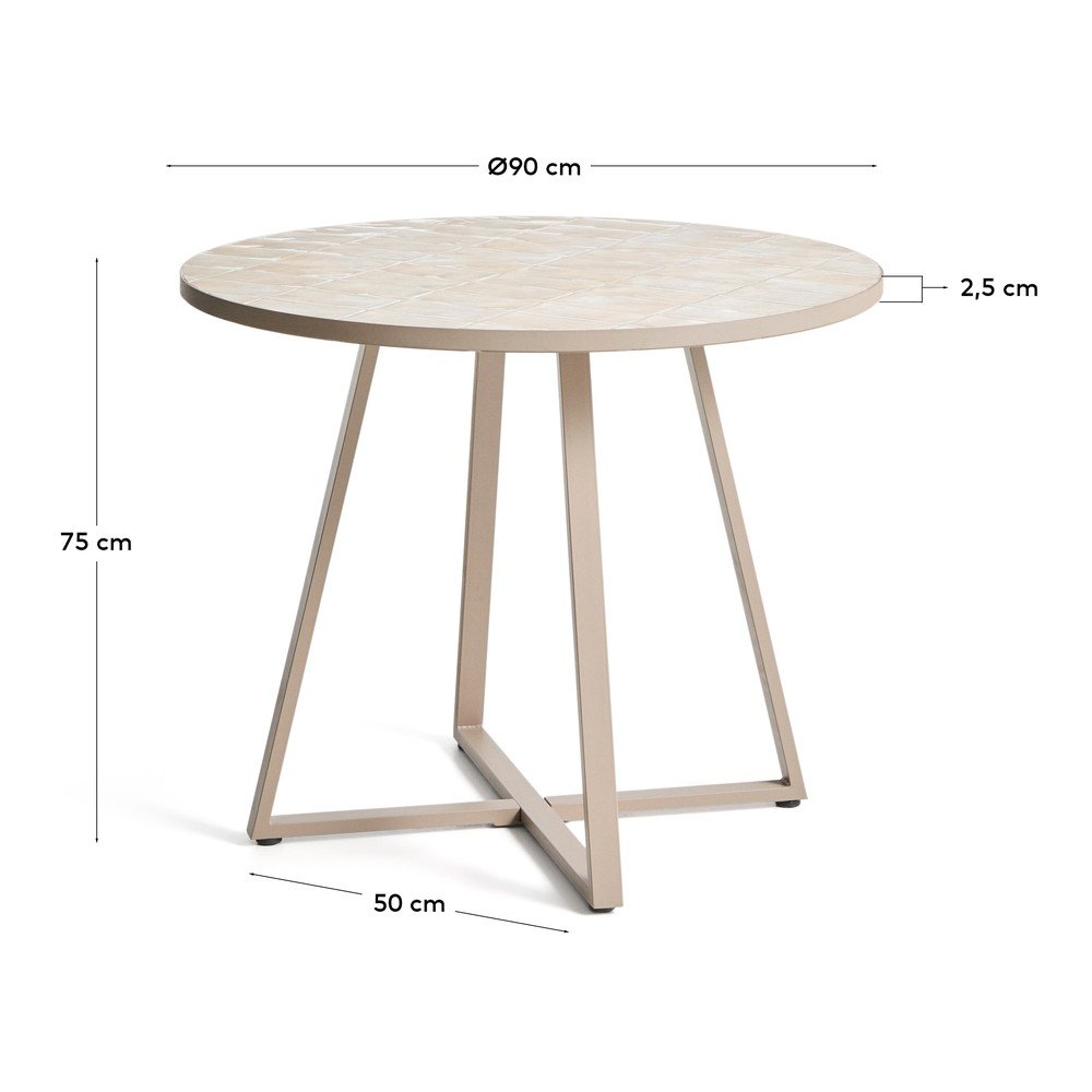Okrągły stół ogrodowy z ceramicznym blatem ø 90 cm Tella – Kave Home (zdjęcie 9)