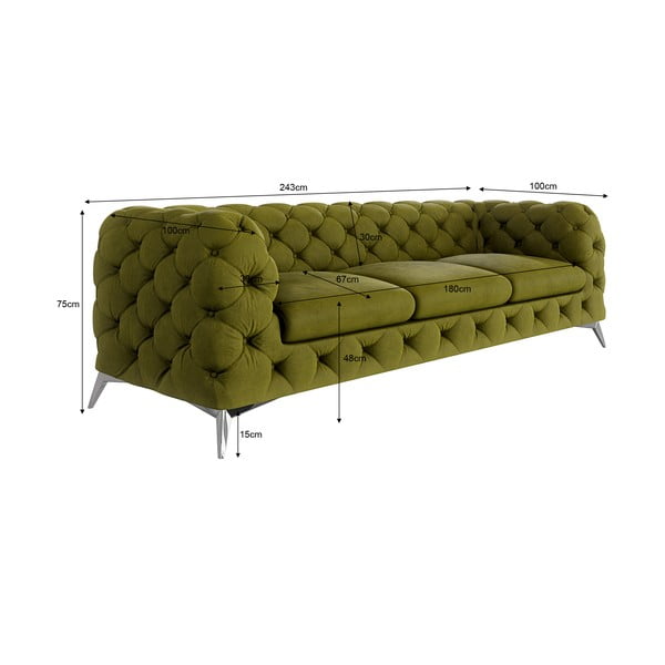 Zielona aksamitna sofa 243 cm Chelsea – Ropez-image-3