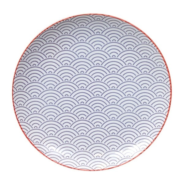 Fioletowy porcelanowy talerz Tokyo Design Studio Big Wave, ⌀ 25,7 cm