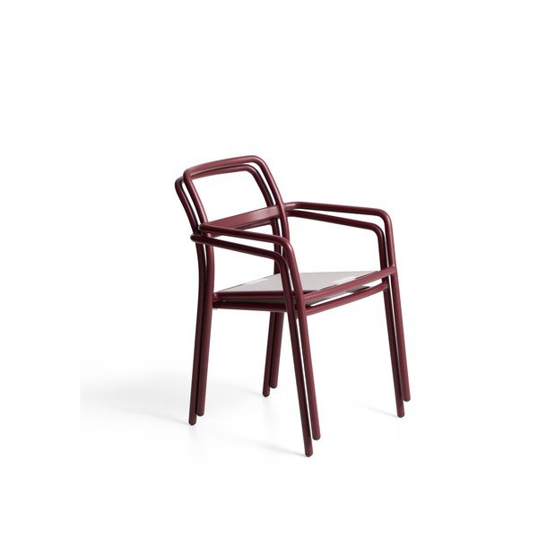 Bordowe tapicerowane krzesło ogrodowe Linosa – Kave Home-image-4