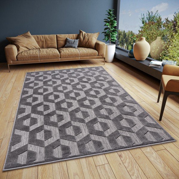 Antracytowy dywan 133x190 cm Iconic Hexa – Hanse Home-image-1