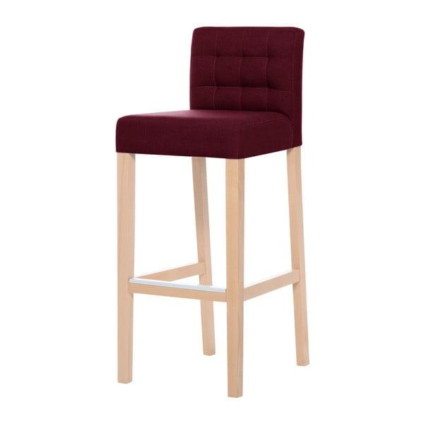 Czerwone krzesło barowe z brązowymi nogami Ted Lapidus Maison Jasmin