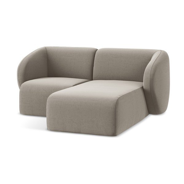 Jasnobrązowy aksamitny narożnik (prawostronny/z szezlongiem) Lani – Makamii-image-4