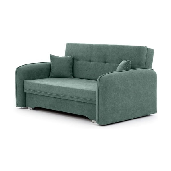 Zielona rozkładana/ze schowkiem sofa z tkaniny szenilowej 155 cm Laine – ELTAP
