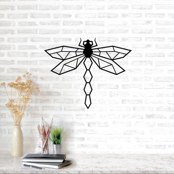 Czarna metalowa dekoracja ścienna Dragonfly, 60x49 cm
