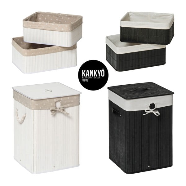 Drewniano-tekstylny kosz na pranie 62 l Kankyo – Premier Housewares-image-2