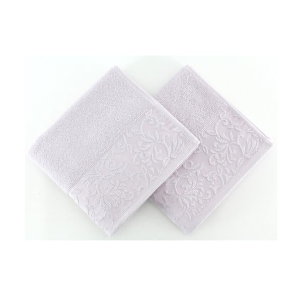Zestaw 2 jasnofioletowych ręczników ze 100% bawełny Burumcuk, 50x90 cm