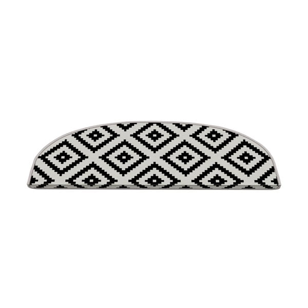 Czarno-białe dywaniki na schody zestaw 16 szt. 20x65 cm Art – Vitaus
