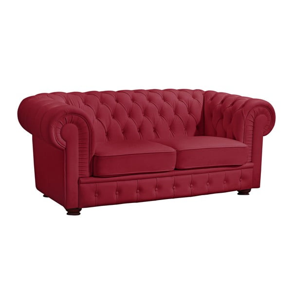Czerwona skórzana sofa Max Winzer Bridgeport, 172 cm