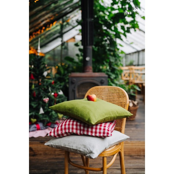 Lniana poszewka na poduszkę 50x50 cm Red Gingham – Linen Tales-image-2