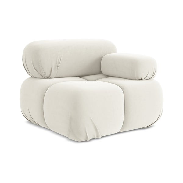 Biały aksamitny moduł sofy (prawostronny) Lokua – Makamii-image-1