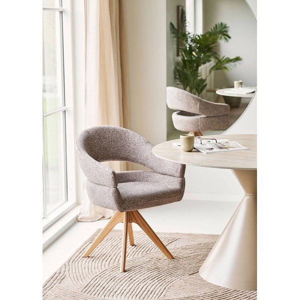 Brązowy tapicerowany fotel jadalniany z podłokietnikami Dover – House Nordic-image-1