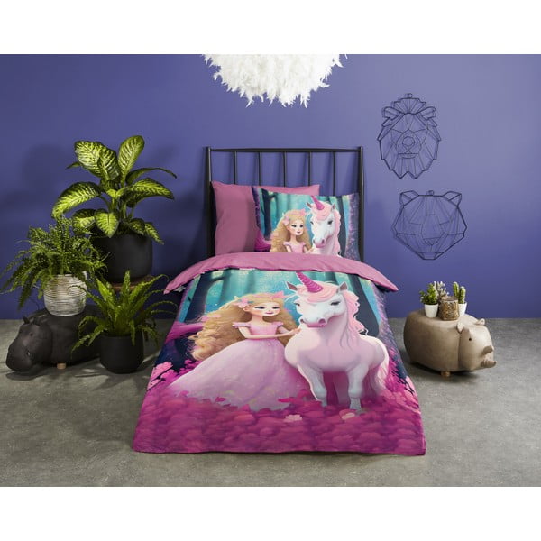 Różowa pościel dziecięca jednoosobowa z mikrowłókna 140x220 cm Julia – Good Morning-image-1