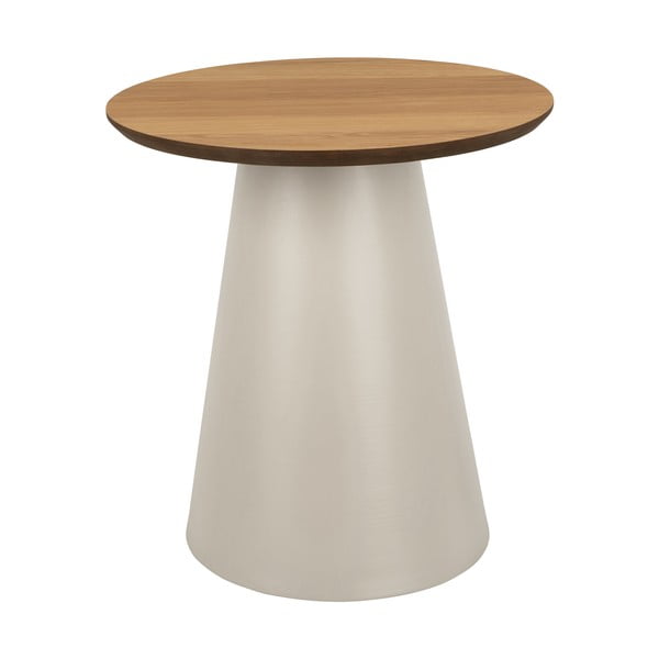 Kremowy okrągły stolik z blatem w dekorze dębu ø 45 cm Soli – Actona-image-3