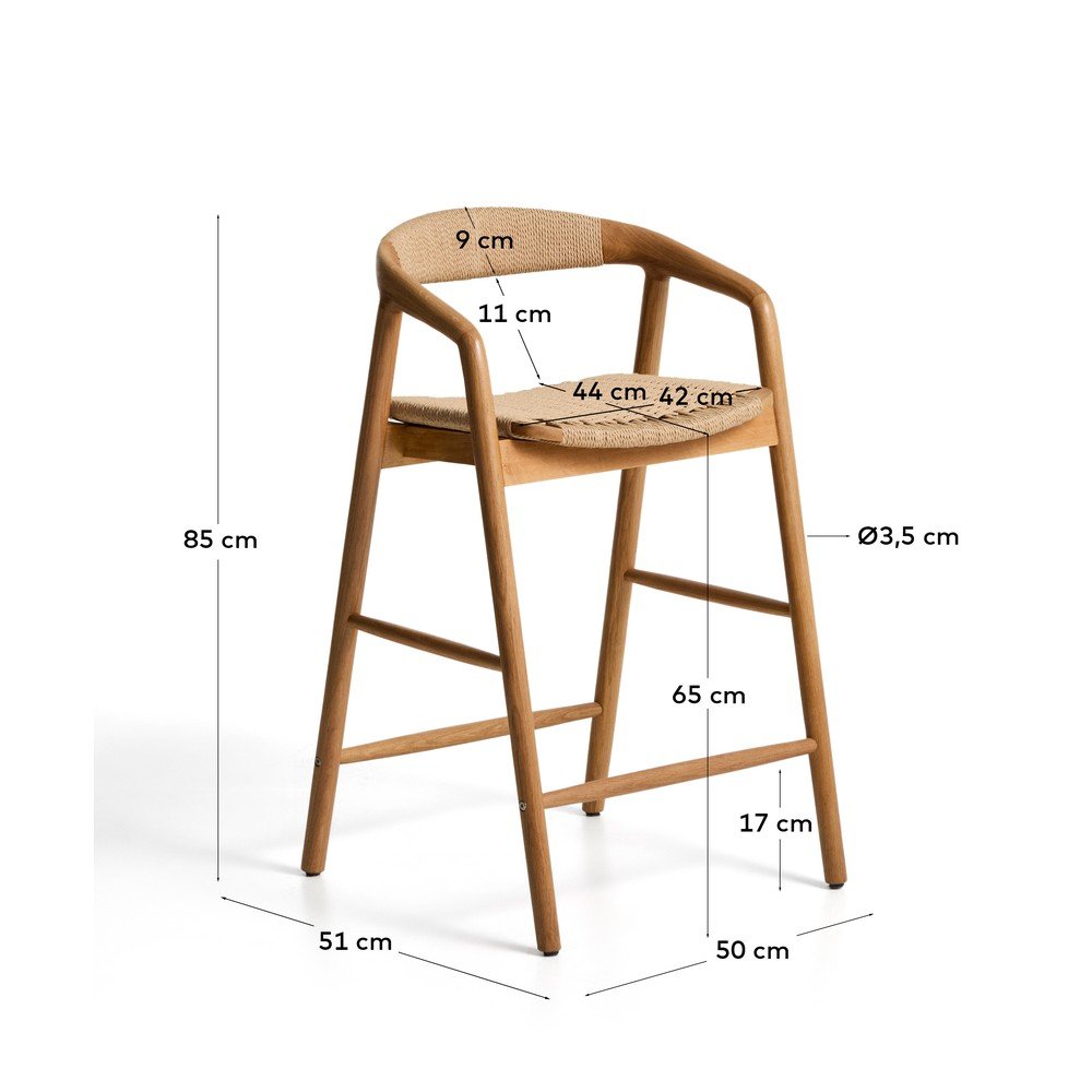 Hoker z podłokietnikami z litego drewna dębowego w naturalnym kolorze (wysokość siedziska 65 cm) Derile – Kave Home (zdjęcie 6)