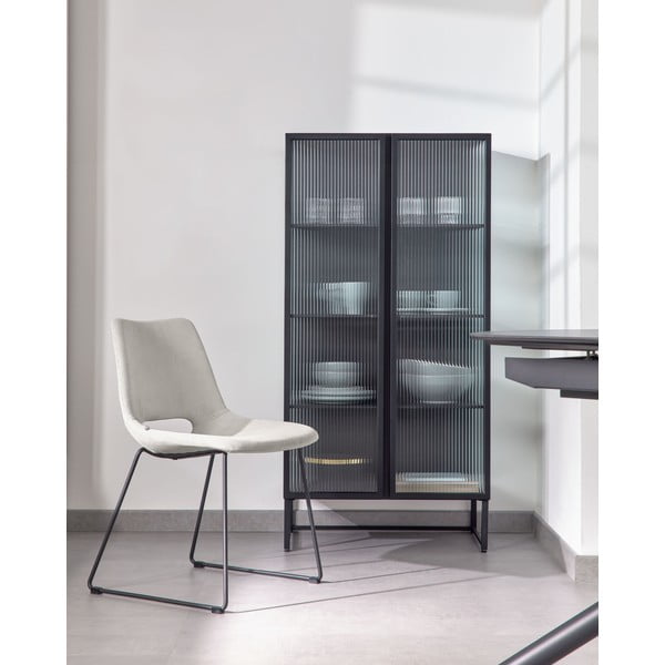 Czarna stalowa witryna 70x143x41 cm Trixie – Kave Home-image-1