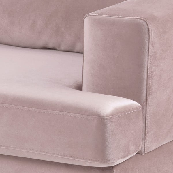 Pudroworóżowa aksamitna sofa Actona Norwich, lewostronna-image-3
