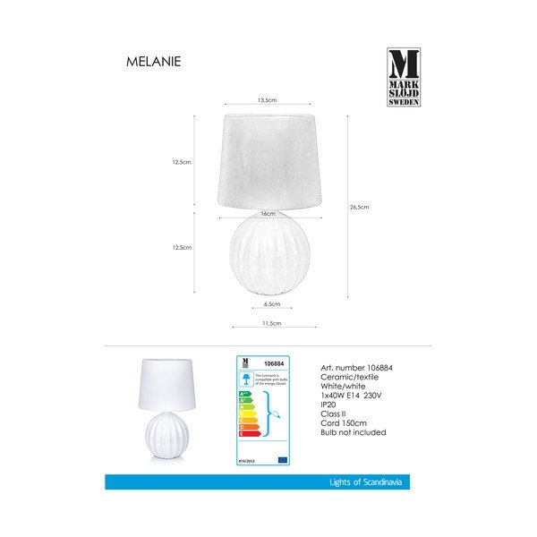 Biała lampa stołowa Markslöjd Melanie-image-1