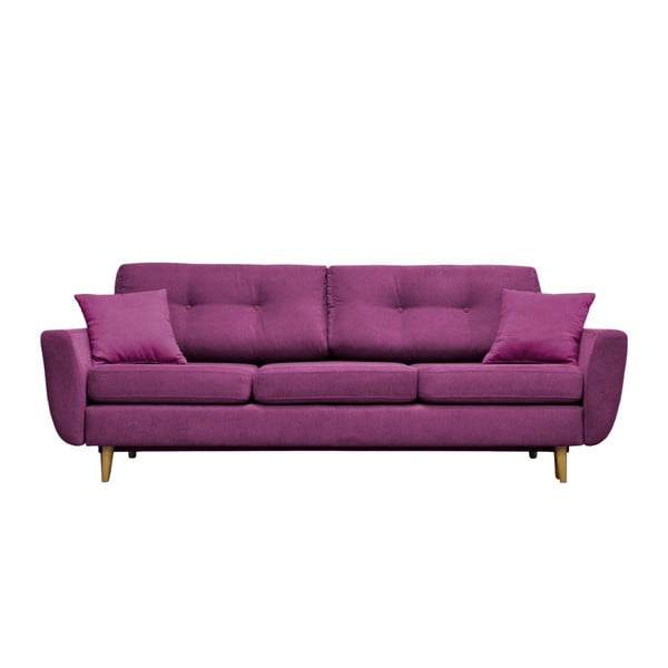 Fioletowa sofa rozkładana z jasnymi nogami Mazzini Sofas Rose