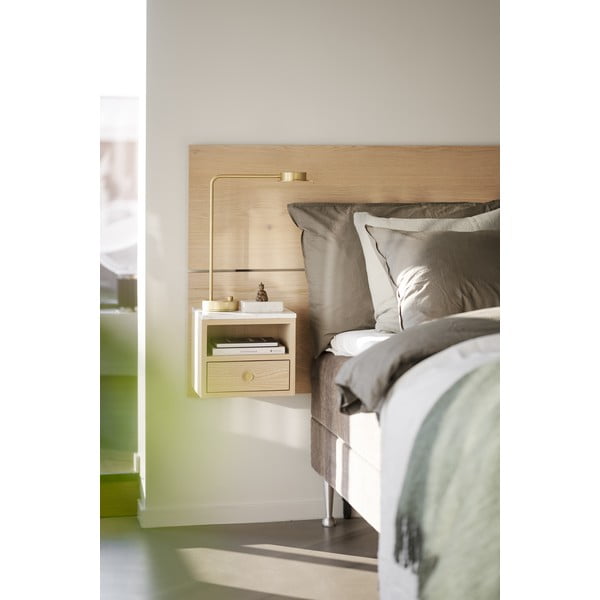 Zagłówek z litego drewna dębowego w naturalnym kolorze 240x79 cm Whitmore – Rowico-image-3