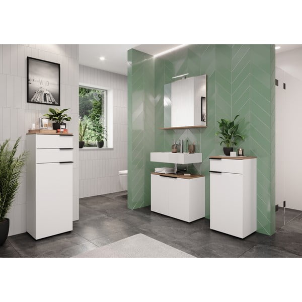 Biała wysoka szafka łazienkowa 39x111 cm Menen – Germania-image-3