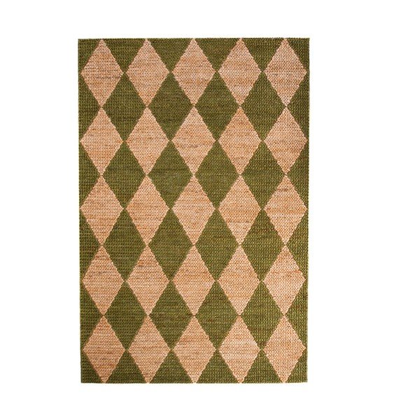 Zielono-naturalny dywan z mieszanki juty tkany ręcznie 120x170 cm Effie Diamond – Flair Rugs