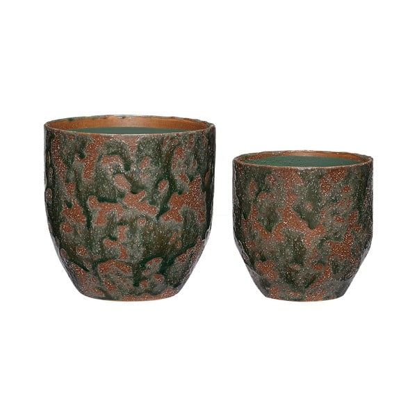 Ceramiczne ręcznie wykonane osłonki na doniczki zestaw 2 szt. ø 15 cm Normu – Hübsch