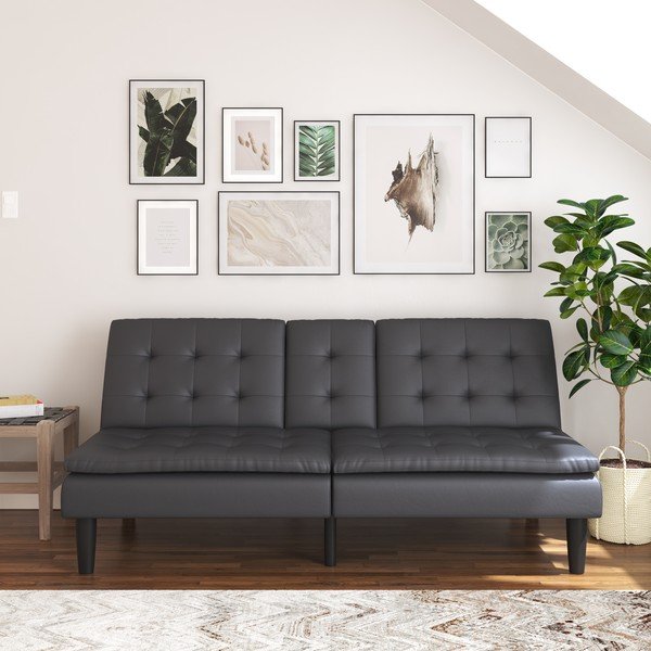 Szara rozkładana sofa z imitacji skóry 191 cm Maine – Støraa-image-2