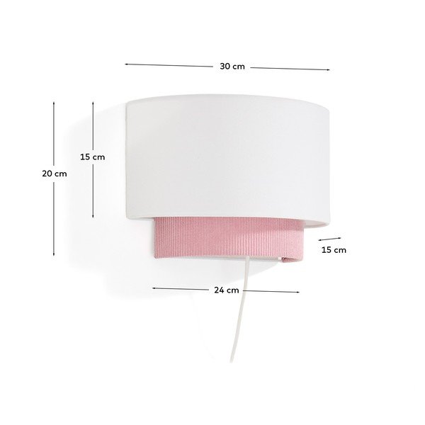 Biało-jasnoróżowa lampa dziecięca z tekstylnym kloszem Bianella – Kave Home-image-4