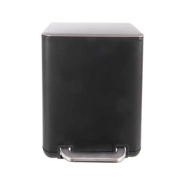 Czarny kosz na śmieci z pedałem ze stali nierdzewnej 6 l Black – Orion-image-2