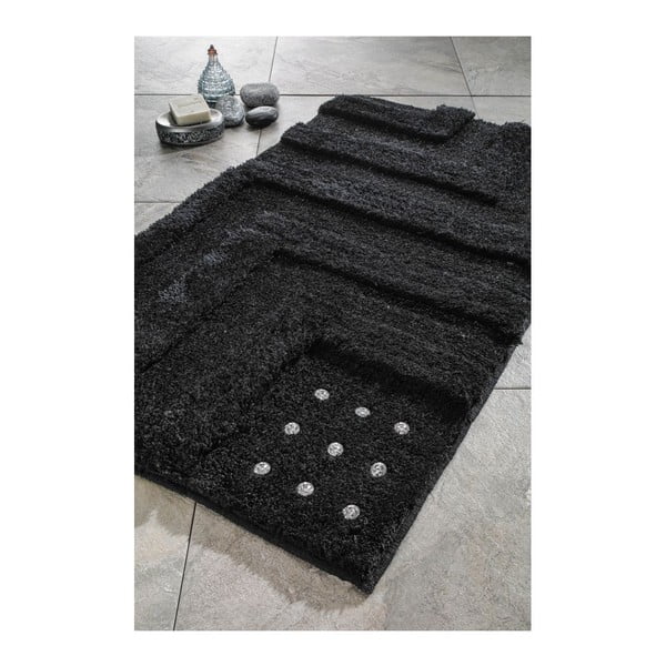 Zestaw 2 dywaników łazienkowych Amos Black Swarovski, 60x100 cm a 55x60 cm