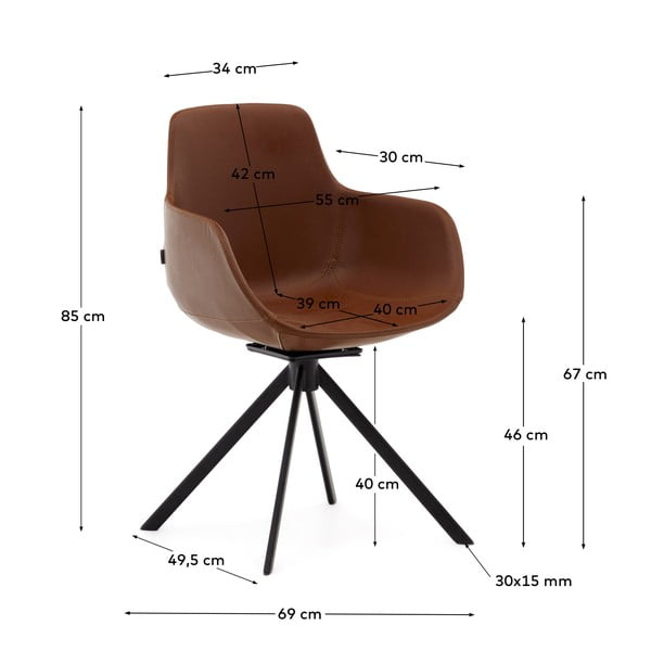 Koniakowe tapicerowane fotele jadalniane zestaw z podłokietnikami 2 szt. Tissiana – Kave Home-image-4