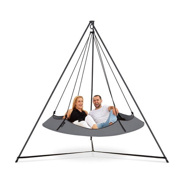 Szara huśtawka ogrodowa ze stojakiem –  Hangout Pod-image-2