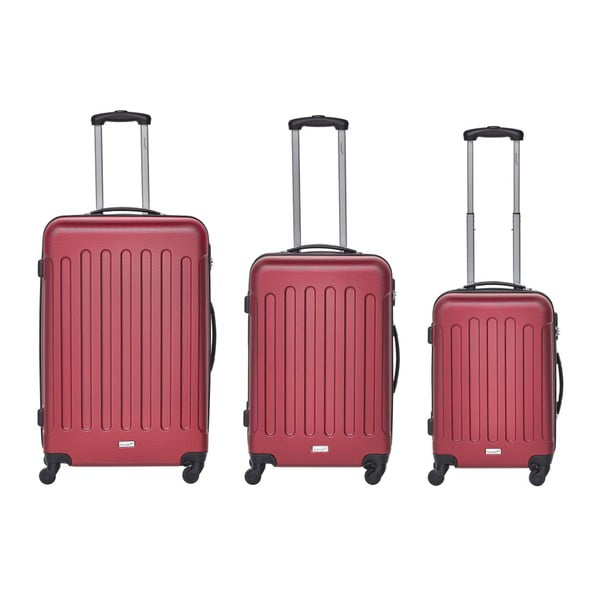 Zestaw 3 czerwonych walizek podróżnych Packenger Traveller