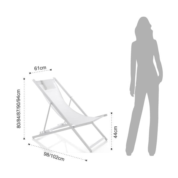 Biały metalowy leżak ogrodowy składane Milos – Tomasucci-image-4