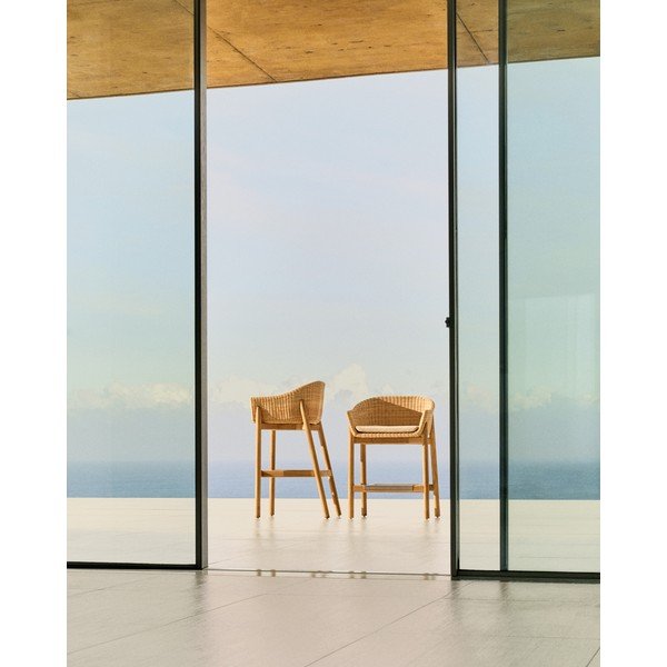 Tapicerowany/rattanowy hoker ogrodowy w naturalnym kolorze Galea – Kave Home-image-2