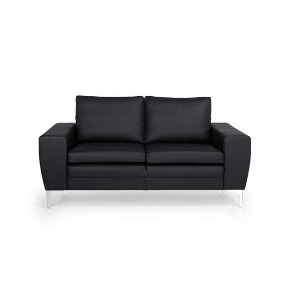 Czarna sofa skórzana Scandic Twigo, 166 cm