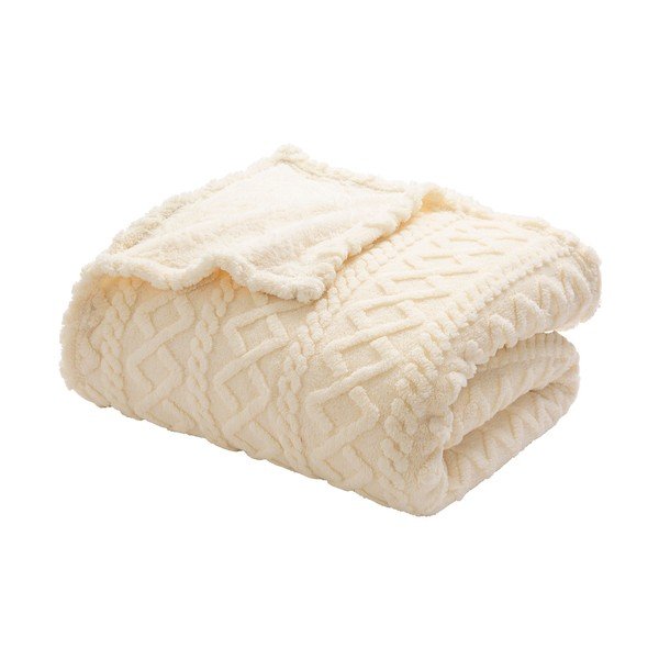 Kremowy koc z materiału sherpa 220x240 cm Edgar – douceur d'intérieur
