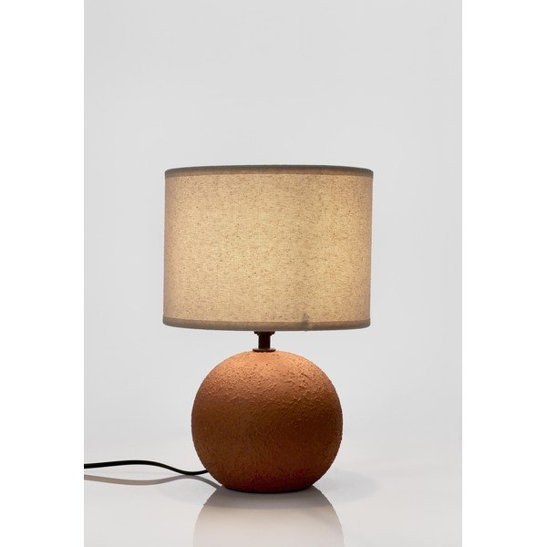 Lampa stołowa ceramiczna w kolorze terakoty z tekstylnym kloszem (wysokość 32 cm) Irvin – Yes Everyday-image-1