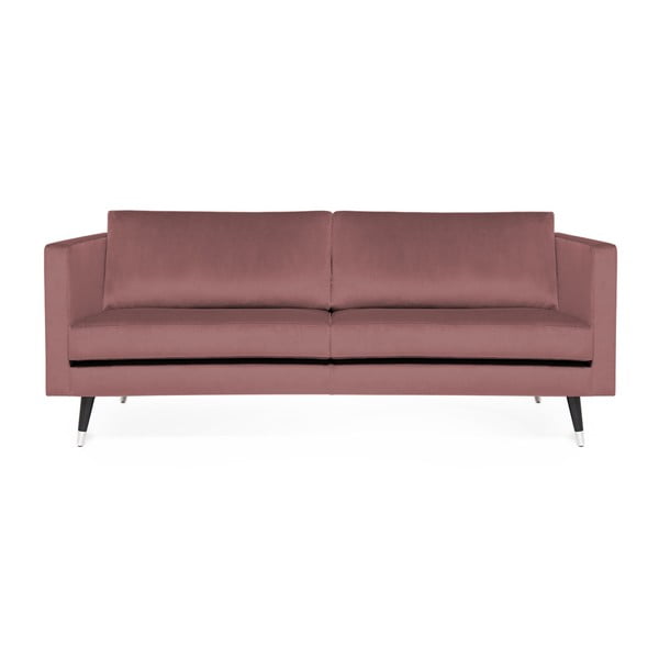 Różowa sofa 3-osobowa z nogami w kolorze srebra Vivonita Meyer Velvet