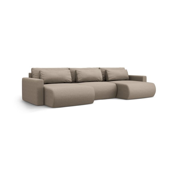 Jasnobrązowy rozkładany narożnik ze schowkiem (w kształcie litery U) Belfast – Cosmopolitan Design-image-4