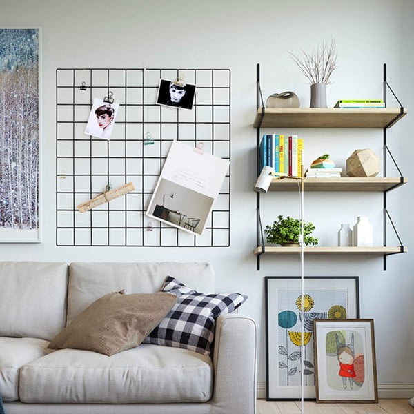 Czarna metalowa kratka-organizer Reminder, 60x60 cm-image-2