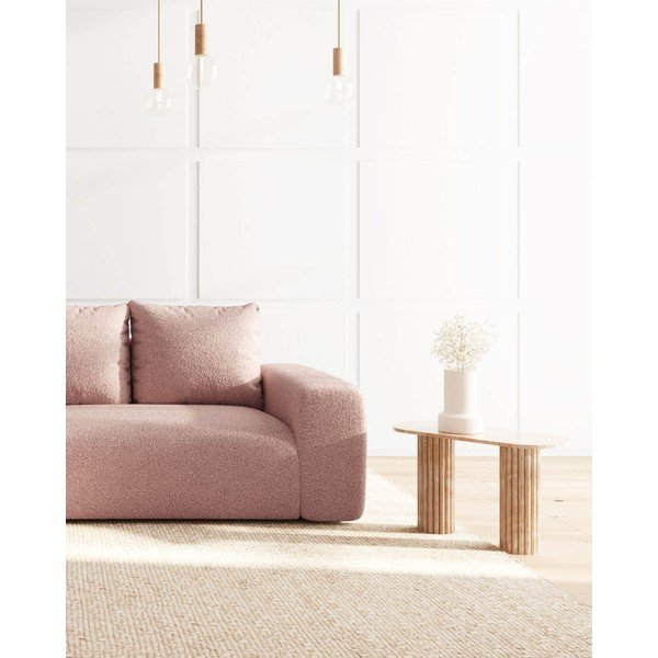 Jasnoróżowy narożnik z materiału bouclé Bouclé (lewostronny) Feiro – MESONICA-image-4