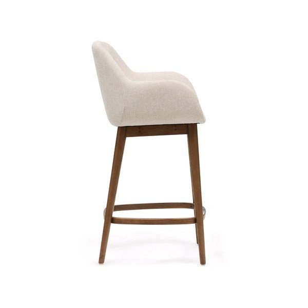 Beżowy tapicerowany hoker z podłokietnikami (wysokość siedziska 66 cm) Konna – Kave Home-image-3