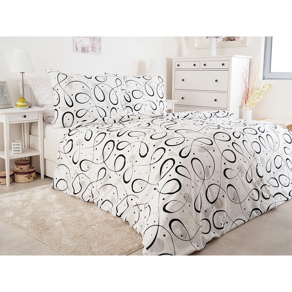 Czarno-biała krepowa pościel jednoosobowa 140x200 cm Top Class – B.E.S.-image-1